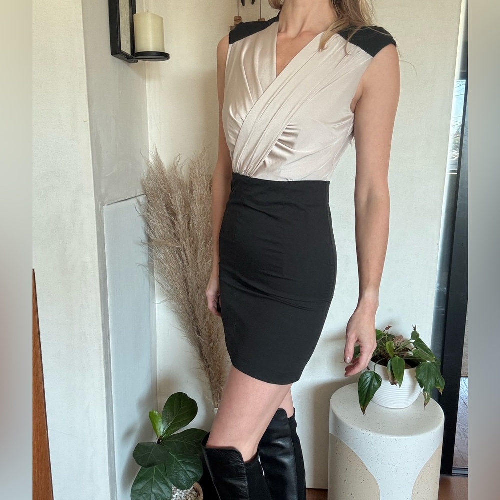 Minuet black and cream mini dress